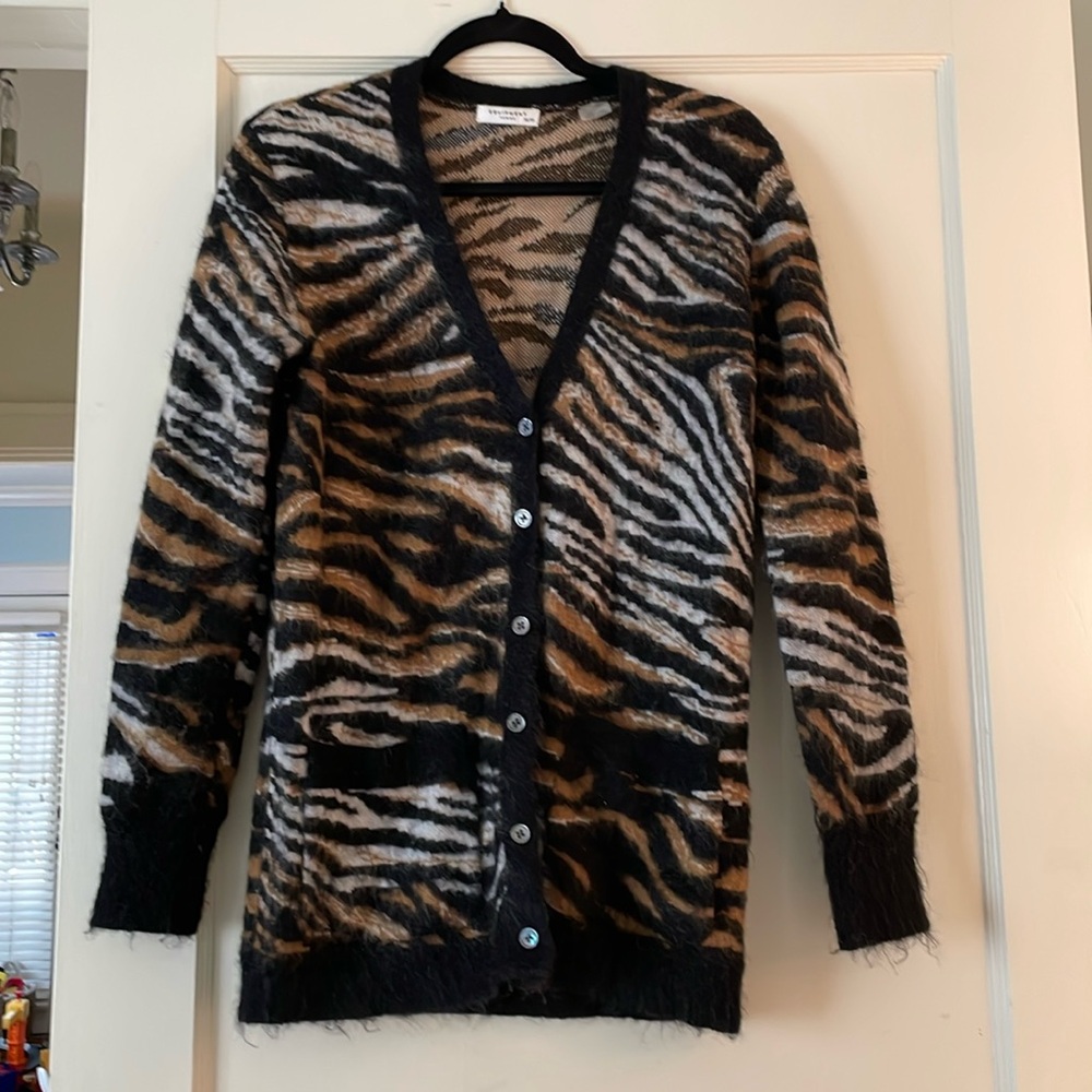 Equipment mohair zebra print cardigan, size XSmall
